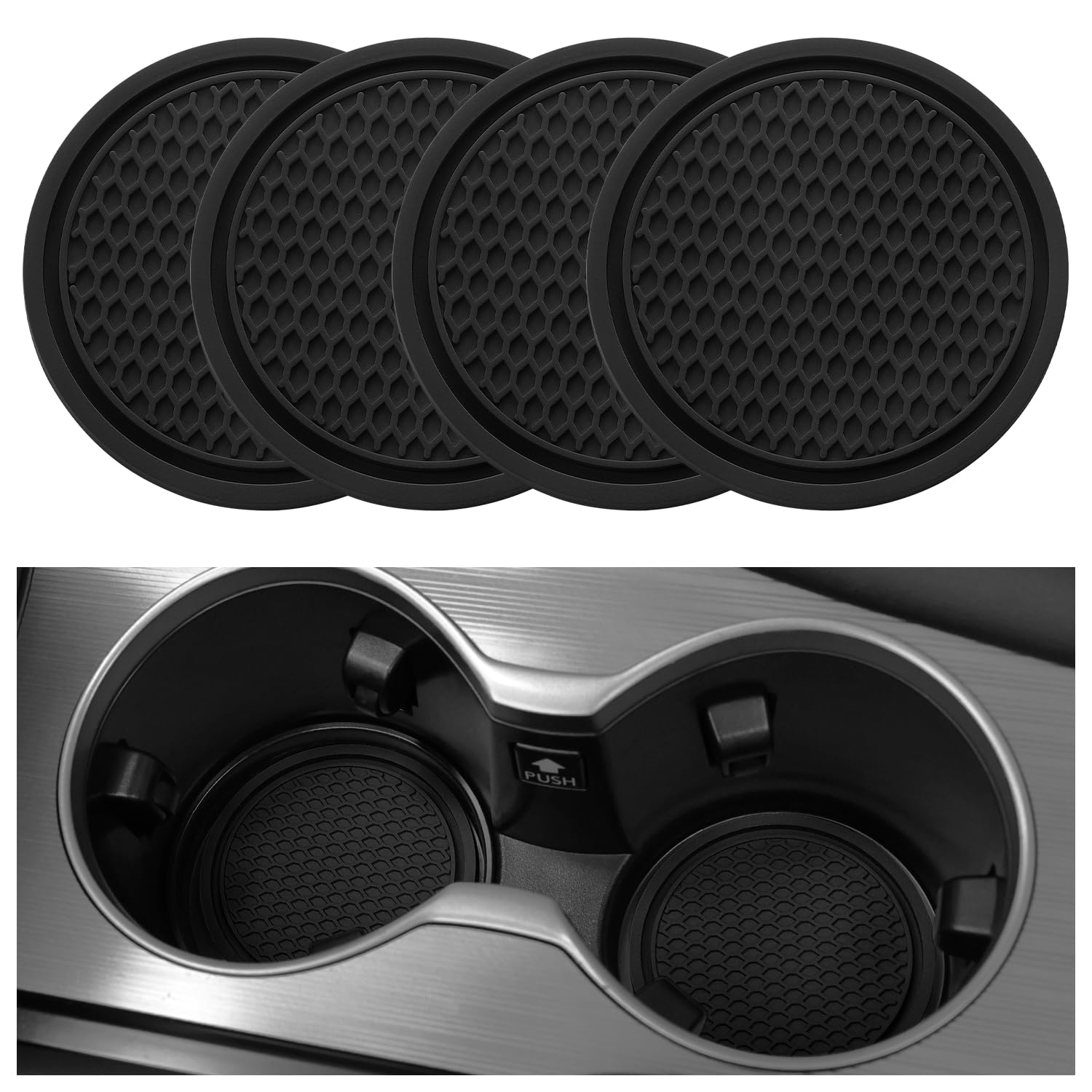 Silicone Car Cup Holder Coasters – Set of 4 (Universal Fit, Non-Slip, Washable)